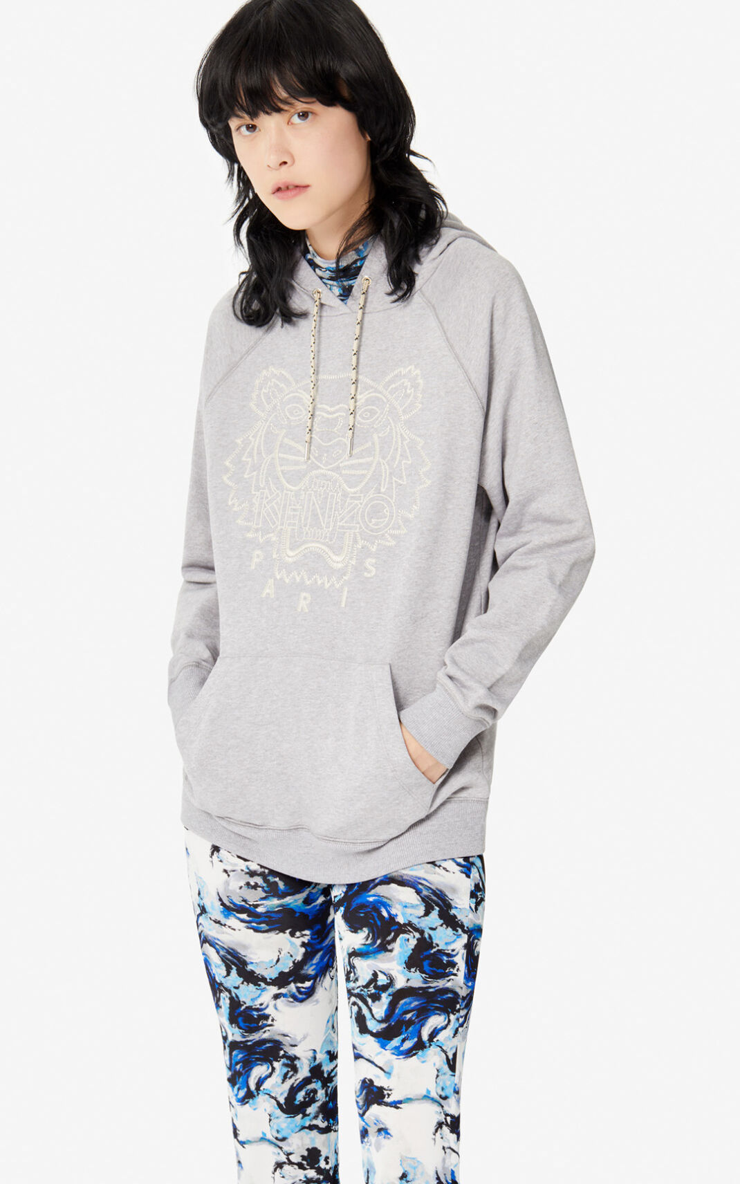 Sweat A Capuche Kenzo Femme Capsule Expedition Grise HUAMN-7423